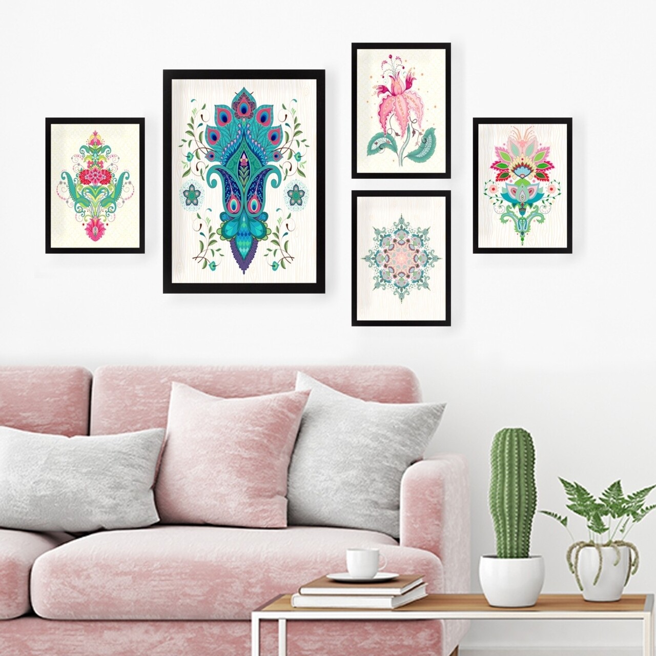 Set 5 tablouri decorative, SET_108, Lulu, 24x29 cm/34x44 cm, plastic - imagine 4